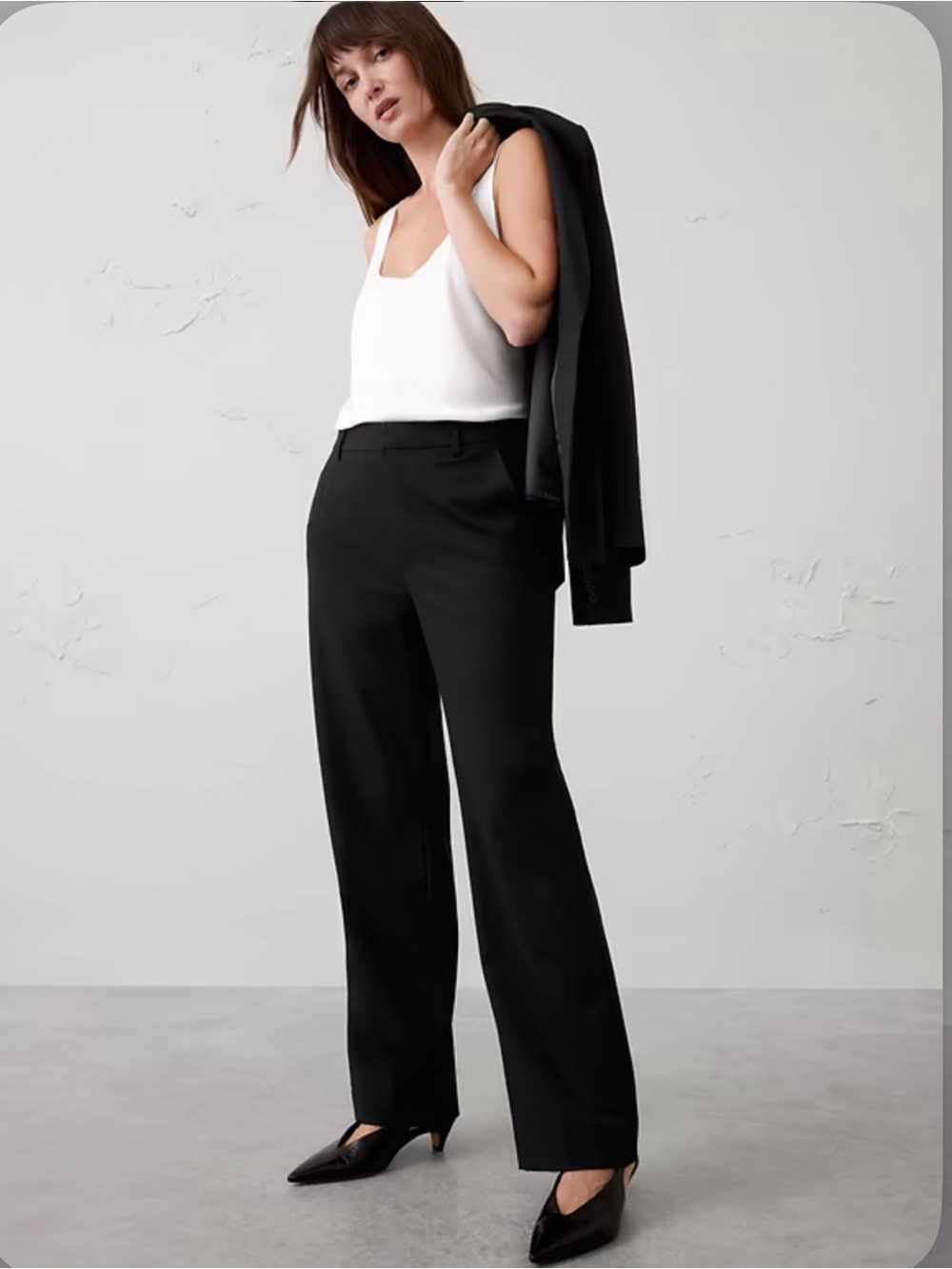 NWT Banana Republic Straight High Rise Sculpted Trousers Black Size 6